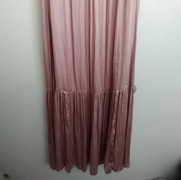 Banana Republic Soft Satin Blush Pink Sleeveless Ruffle Maxi Dress Size 8 - Picture 7 of 15